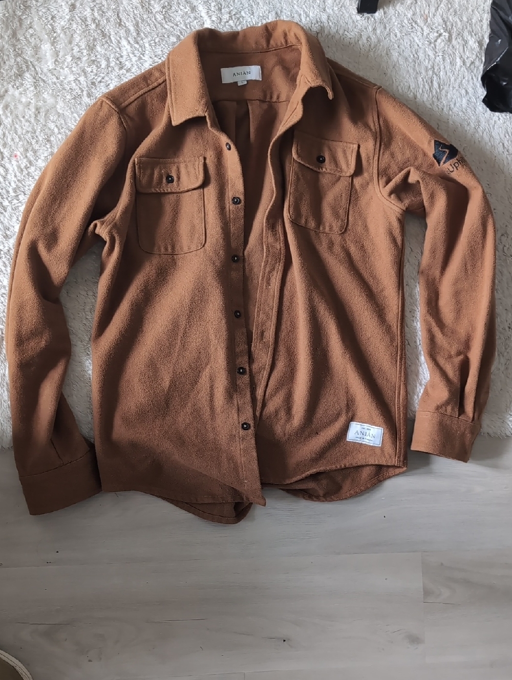 ANJAN Men’s Casual Button-Down Shirt Jacket in Caramel Brown